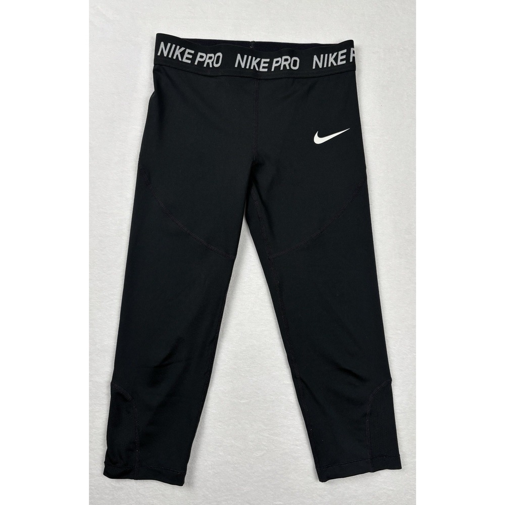 Nike‎ Pro Crop Leggings Black Women's Size M Dri-Fit Compression AQ9041 010